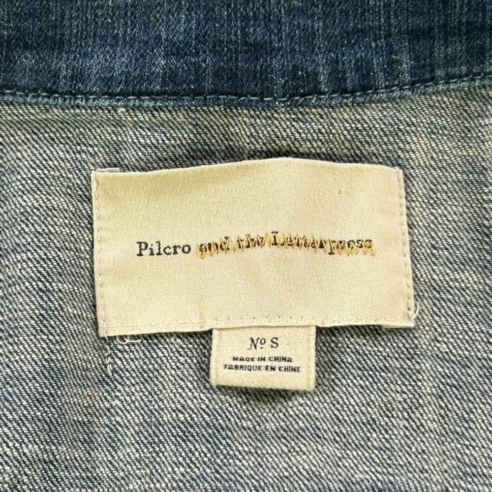Anthropologie Pilcro The Letterpress Button Up Denim Trucker Jacket Womens Small - Picture 6 of 12